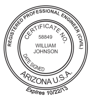 Arizona Professional Engineer stamp